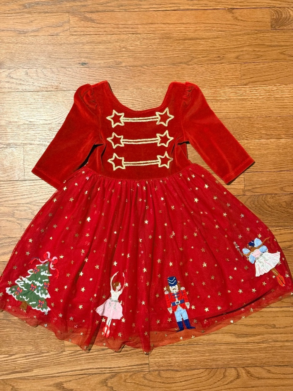 Like New Mini Boden Girls Red Nutcracker Velour Tulle Dress - Size 5-6Y